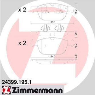 Комплект гальмівних колодок ZIMMERMANN 24399.195.1