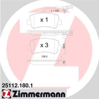 Комплект гальмівних колодок ZIMMERMANN 25112.180.1