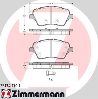 Колодки гальмівні дискові, к-кт ZIMMERMANN 25134.170.1