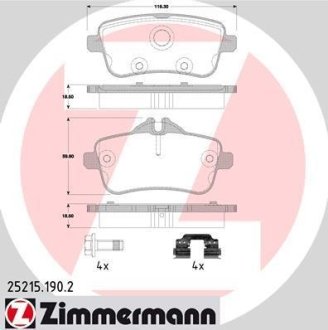 Колодки гальмівні дискові, к-кт ZIMMERMANN 25215.190.2