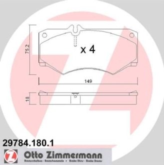 Колодки гальмівні дискові, к-кт ZIMMERMANN 29784.180.1