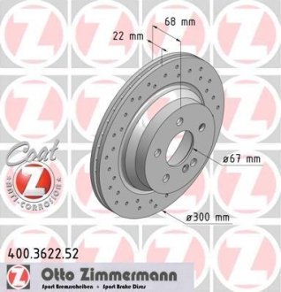 Диск гальмівний ZIMMERMANN 400.3622.52