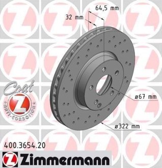 Диск гальмівний ZIMMERMANN 400.3654.20